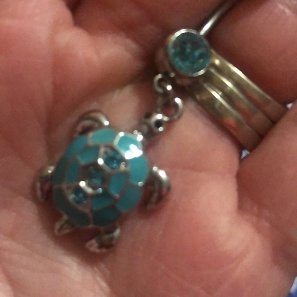 Blue Dangly turtle belly button ring - Picture 2 of 2